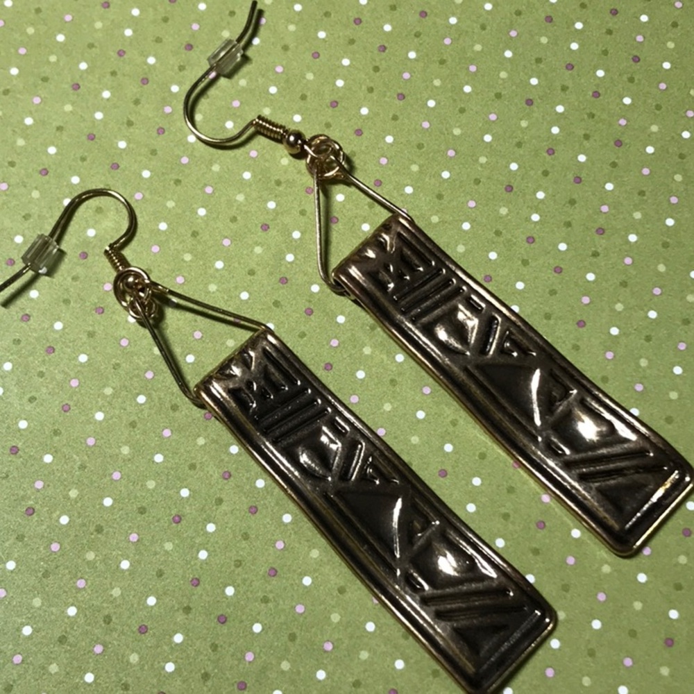 Rectangular Earrings In Silver Tone - image 3